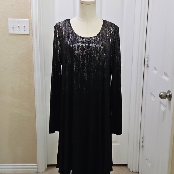 Karen Kane Elegant Black Metallic Print Maggie Dress Size Large - Picture 3 of 8
